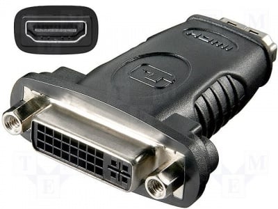 Преходен адаптер HDMIF-DVIF Адаптер; DVI-D (24+1) гнездо, HDMI гнездо; Цвят: черен